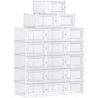 SONGMICS Cajas de Zapatos- Paquete de 18 Organizadores de Almacenamiento- Plegables y Apilables para Zapatillas hasta…